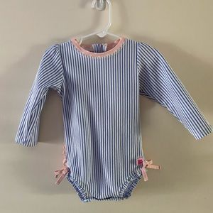 Ruffle Butts long-sleeve rashguard swim suit